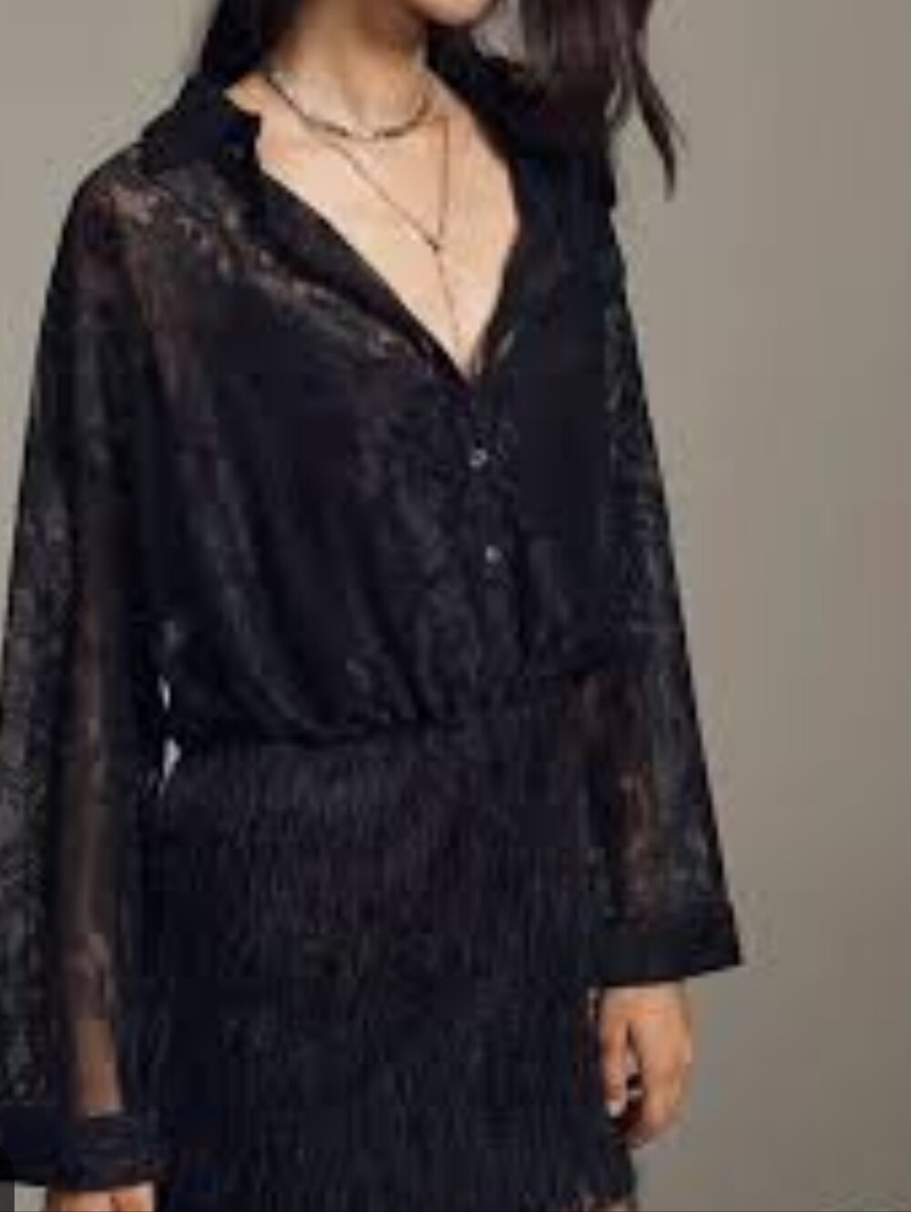 NWT MAEVE Black Lace Fringe Mini Party Dress